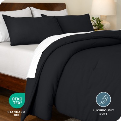 Oversized King Black Down Alternative Microfiber Comforter Set