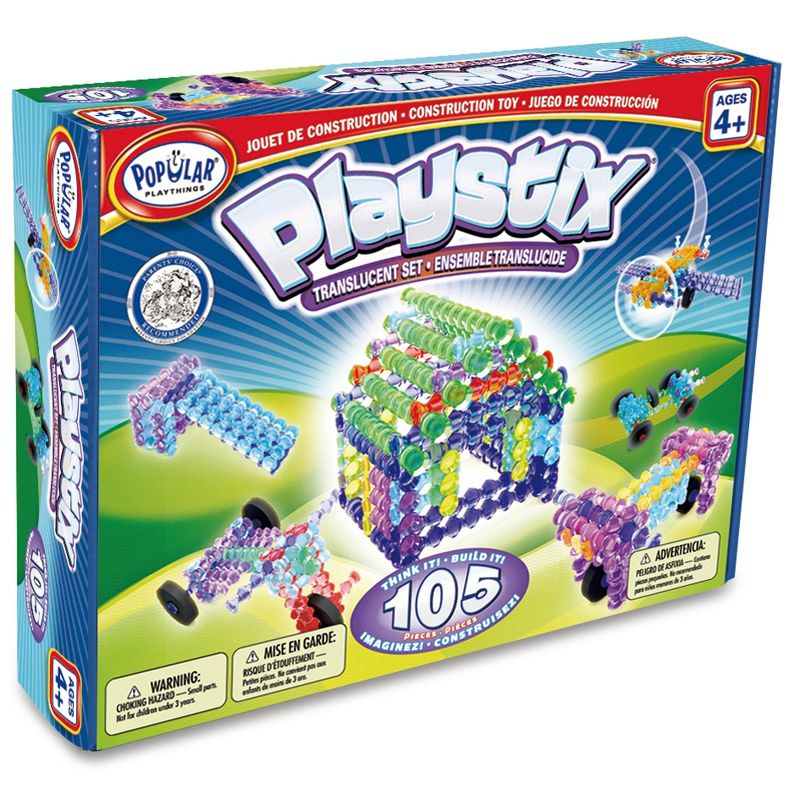 Popular Playthings Playstix 105-Piece Translucent Set, 1 of 4