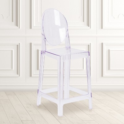 Transparent Crystal Oval Back Counter Stool