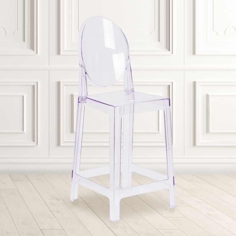Flash Furniture Ghost Counter Stool with Oval Back in Transparent Crystal, 3 of 12
