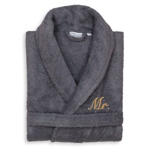 Linum Home Textiles 100% Turkish Cotton Embroidered ''Mr.'' Terry Bathrobe - 1 of 3