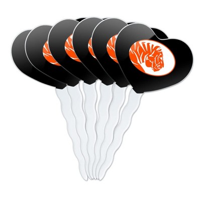 East Central University Secondary Logo Heart Love Cupcake Picks Toppers Decoration Set of 6