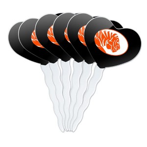 East Central University Secondary Logo Heart Love Cupcake Picks Toppers Decoration Set of 6 - 1 of 4