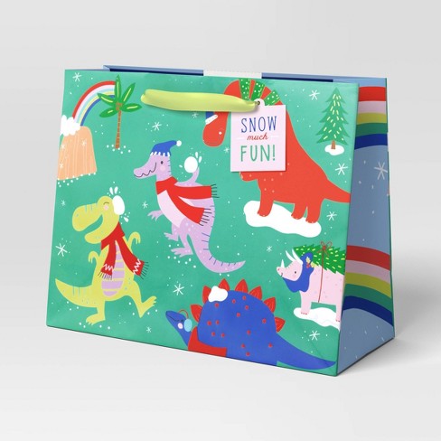 Dinosaur christmas gift bag clearance