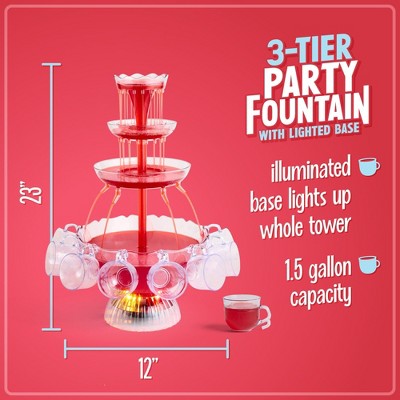 Clear 3-Tier LED Lighted Party Fountain with Cups