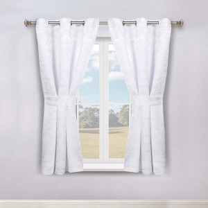 Modern Bohemian Leaves Room Darkening Semi-Blackout Curtains, Set of 2 by Blue Nile Mills - 1 of 4