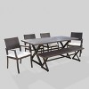 Sherman Oaks 6pc Aluminum/Wicker Patio Dining Set - Brown/White - Christopher Knight Home - 2 of 4