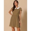 INSPIRE CHIC Women's Peter Pan Collar Short Sleeves Contrast A-Line Polka Dots Dress - 2 of 4