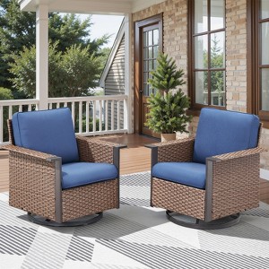 Belord Outdoor Swivel Rocker Patio Chairs, All Weather Patio Swivel Rocking Glider Chairs Set of 2, 2 Piece Patio Furniture Sets for Porch - 1 of 4