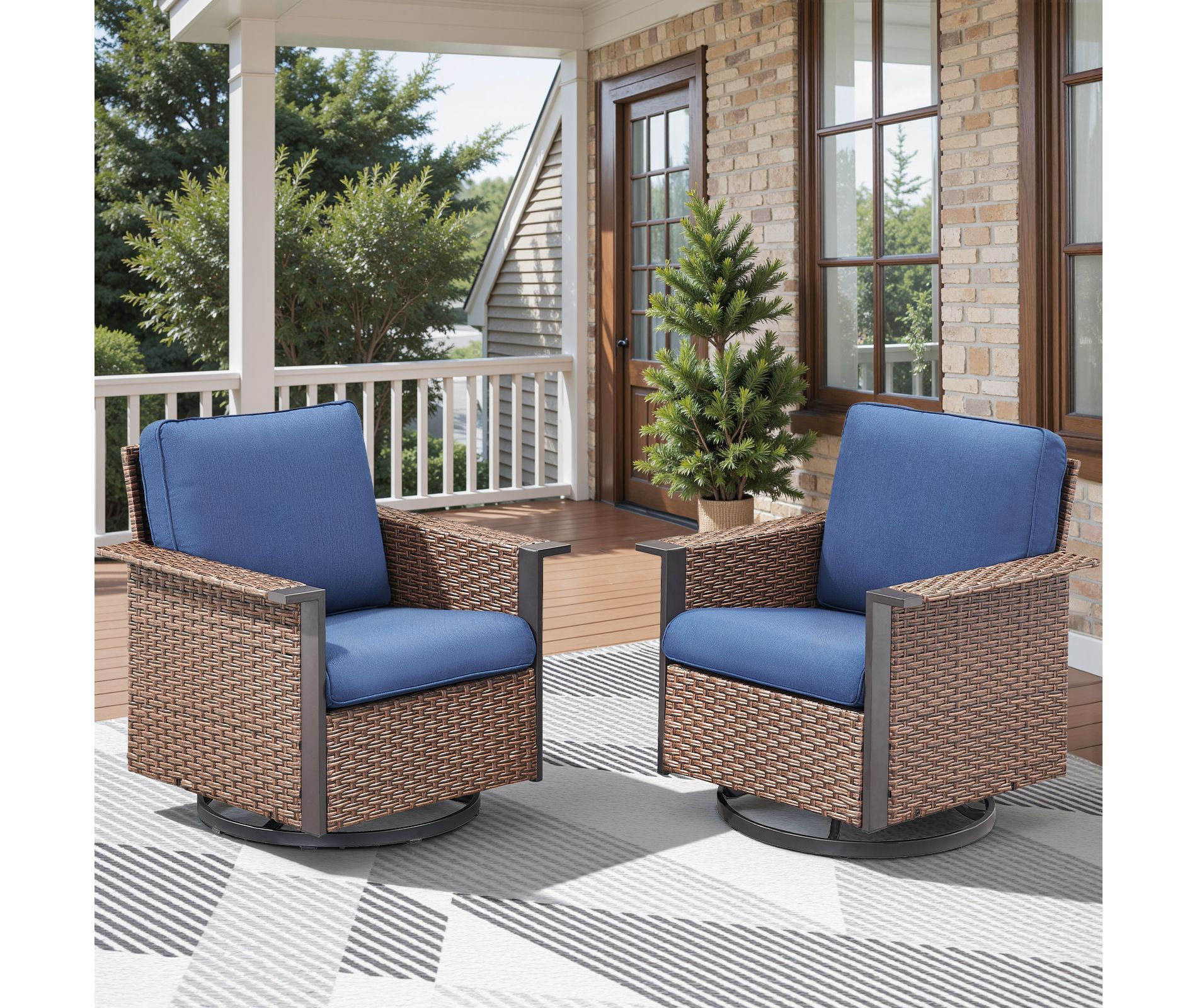 Belord Outdoor Swivel Rocker Patio Chairs, All Weather Patio Swivel Rocking Glider Chairs Set of 2, 2 Piece Patio Furniture Sets for Porch