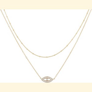 Layered Heart & Arrow Necklace for Women, 18K Gold Plated Dainty Long Choker - 1 of 4