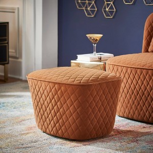 Schroeder Orange Fabric Ottoman Orange - Inspire Q - 1 of 4