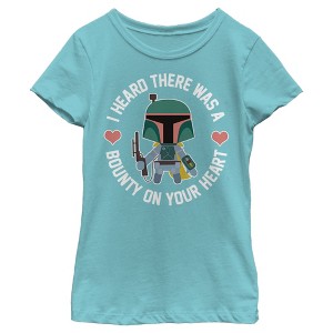 Girl's Star Wars Valentine's Day Boba Fett Bounty on Heart T-Shirt - 1 of 3