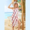 LA LEELA Women's Bikinis Wraps Vacation Long Swimwear Beachwear Sarong Beach Swim Cover Ups Bathing Suit Coverups One Size Stripes Red - 4 of 4