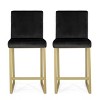 Set of 2 Bar Stools Velvet Counter Bar Stools with Metal Frame,Bar Chairs for Dining Rooms,Kitchens Islands,black-Christopher Knight Home - 2 of 4