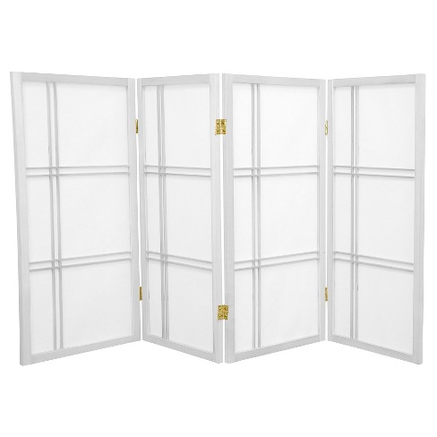 3 Ft. Tall Double Cross Shoji Screen - White (4 Panels) - Oriental ...