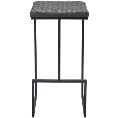 Gray Wood and Metal Backless Bar Stool