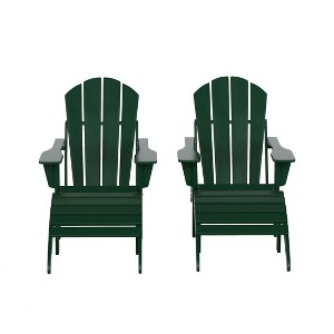 WestinTrends Malibu HDPE Outdoor Patio Folding Poly Adirondack Chairs with Ottomans (4-Piece Conversation Set) - 1 of 4