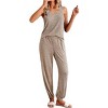 Ekouaer Women's Pajamas Sleeveless Summer Lounge Set Ribbed Knit Pj Loungewear Soft Tank Sleepwear Nightwear - 4 of 4