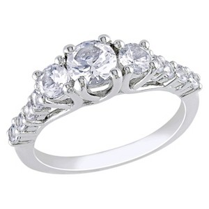 1 3/8 CT. T.W. White Sapphire Cocktail Ring - Silver - 8 - Silver, Women