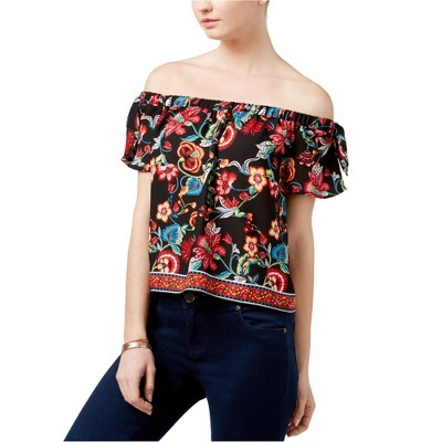 A. Byer Womens Tie Sleeve Floral Knit Blouse
