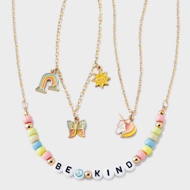 Girls&#39; 3pk Unicorn Rainbow Necklace Set - Cat &#38; Jack&#8482;, 1 of 5