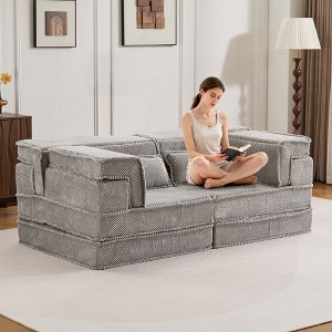 Whisen Modern Compression Loveseat, Convertible Floor Sofa Bed,DIY Boneless Modular Sectional Couch, No Assembly Required - 1 of 4