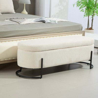 NicBex Bedroom End Bench with Black Legs Velvet Storage Ottoman with Safety Hinge Entryway Padded Footstool for Living Room, Entryway