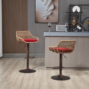 Lyngins Linen Swivel Counter Stools Set of 2,Bar Stools with Footrest,Dining Chair for Kitchen Island - 1 of 4