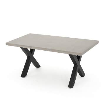 Goleta Rectangular & Iron Concrete Dining Table - White - Christopher Knight Home