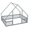 Whisen Twin House Floor Bed with Fence & Guardrails - 4 of 4