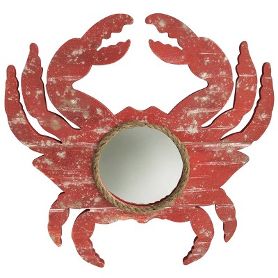 Round Weathered Crab Outline with Center Mirror Red - StyleCraft
