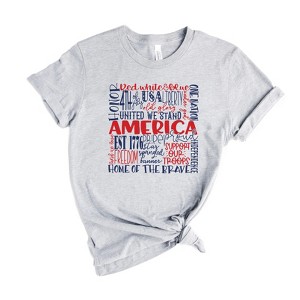 Simply Sage Market Women's America Words Colorful Short Sleeve Graphic Tee - 1 of 2