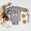 The Juniper Shop Holly Leaves Coquette Baby Long Sleeve Bodysuit - 12 Month - Heather Grey - 2 of 3