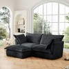 Oversized 83.4" Corduroy Slipcovered L-Shaped Modular Sectional Sofa with French Edges and Removable Covers - 2 of 4