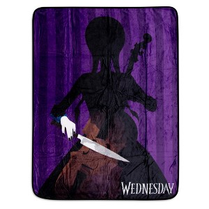 Silver Buffalo Addams Family Wednesday Cello Silhouette Fleece Throw Blanket | 45 x 60 Inches - 1 of 4