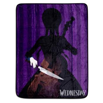 Silver Buffalo Addams Family Wednesday Cello Silhouette Fleece Throw Blanket | 45 x 60 Inches
