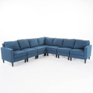 7pc Zahra Sectional Couch Dark Blue - Christopher Knight Home