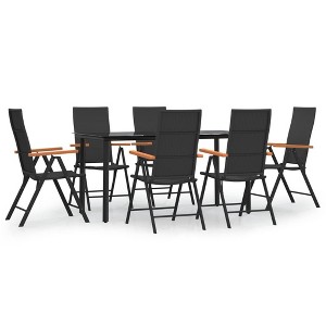vidaXL Garden Dining Set Black and Brown - 63" Table Length 6 Items - 1 of 4