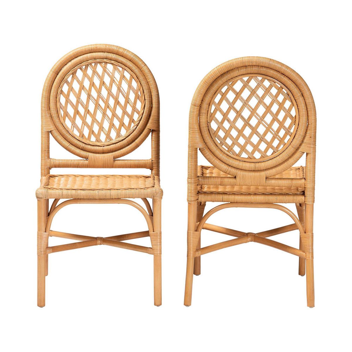 bali & pari Oxford Round Back Rattan Set of 2 Dining Chair Light Honey - thumbnail 9