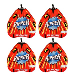 RAVE Sports Ripper 2 Rider Nylon Inflatable Towable Floats with Foam Handles, Neoprene Knuckle Guards and Quick Connect Tow Points, Red (4 Pack) - 1 of 4
