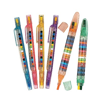 20-Color Transparent Glitter Stacking Point Crayons - 12 Pc.