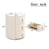 Sapphtopaz Round Night Stand with 3 Drawers Upholstered Bedside Table with Metal Handles, Marbling Stickers Top Nightstand for Bedroom - 4 of 4