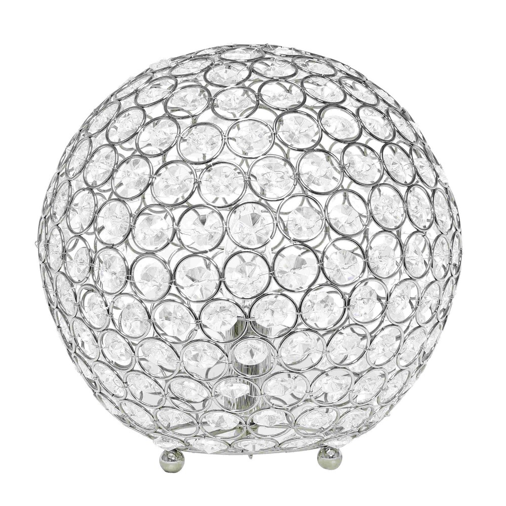 Photos - Floodlight / Street Light 10" Elipse Medium Contemporary Metal Crystal Round Orb Table Lamp Metallic