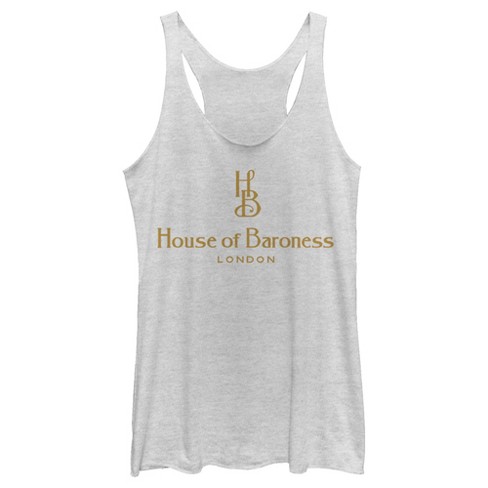 Women's Cruella House of Baroness London Logo Gold Racerback Tank Top - image 1 of 4