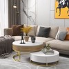 Munora Modern Round Lift-top Nesting Coffee Tables with 2 Drawers - White & Natural Wood - 4 of 4