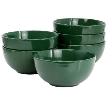 Gibson Simply Essential Display 6 Piece 6 Inch 24oz Stoneware Cereal Bowl Set in Hunter Green
