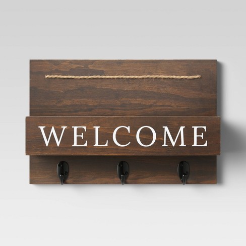 15" x 10" Wood Welcome Mail Station - Threshold™ - image 1 of 3