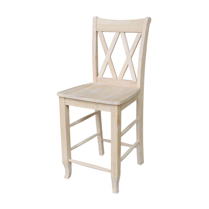 24&#34; Double X Back Counter Height Barstool Unfinished - International Concepts, 1 of 13