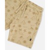 Deux par Deux Boy Printed French Terry Short Beige with Palm Trees - 4 of 4